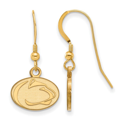 Gold Plated Sterling Silver Logoart Penn State University Lion Extra Small Dangle Wire Earrings