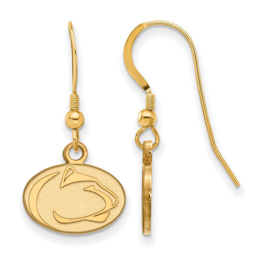 Gold Plated Sterling Silver Logoart Penn State University Lion Extra Small Dangle Wire Earrings