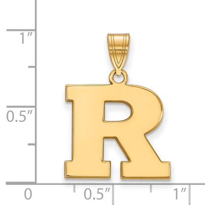 Gold Plated Sterling Silver Logoart Rutgers University Letter R Medium Pendant