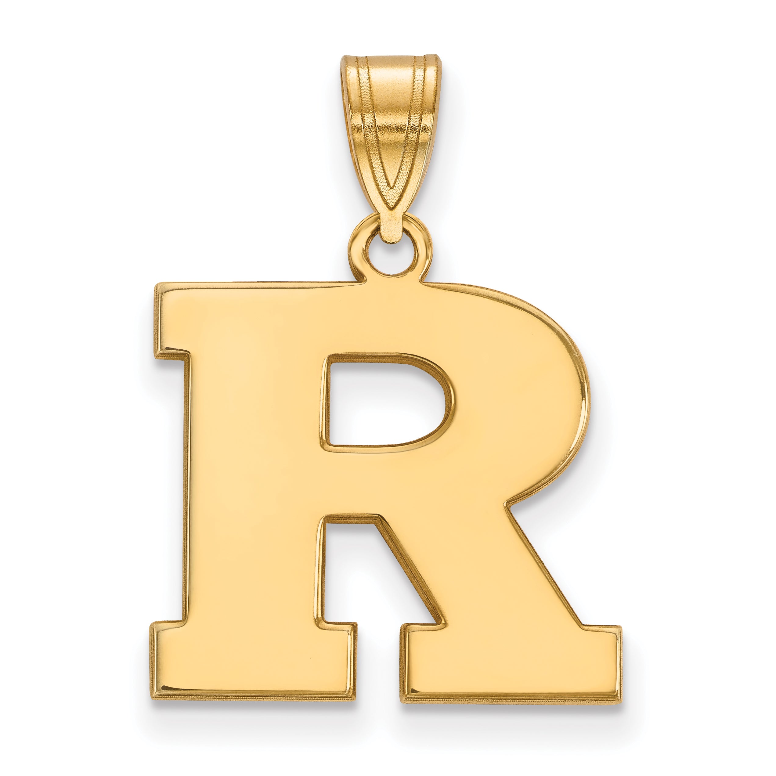 Gold Plated Sterling Silver Logoart Rutgers University Letter R Medium Pendant
