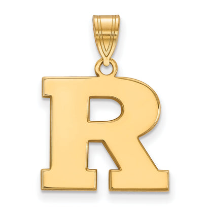 Gold Plated Sterling Silver Logoart Rutgers University Letter R Medium Pendant