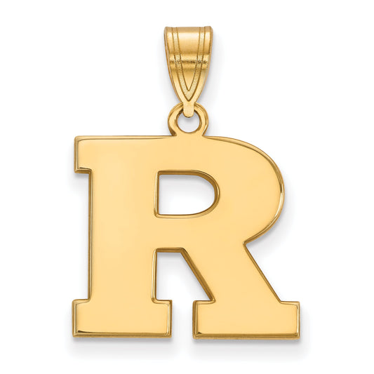 Gold Plated Sterling Silver Logoart Rutgers University Letter R Medium Pendant