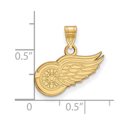 Gold Plated Sterling Silver Nhl Logoart Detroit Red Wings Small Pendant