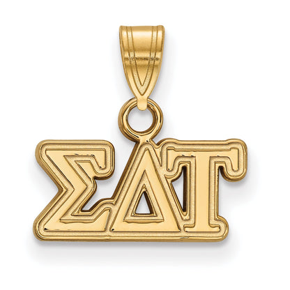 Gold Plated Sterling Silver Logoart Sigma Delta Tau Sorority Greek Letters Small Pendant