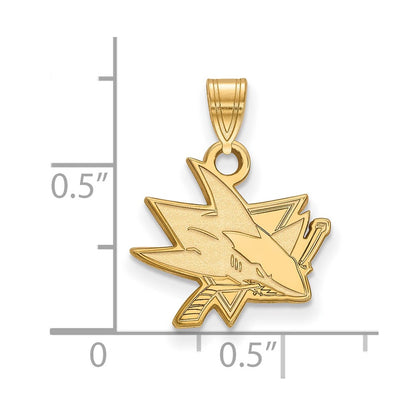 Gold Plated Sterling Silver Nhl Logoart San Jose Sharks Small Pendant