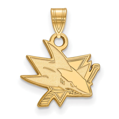 Gold Plated Sterling Silver Nhl Logoart San Jose Sharks Small Pendant