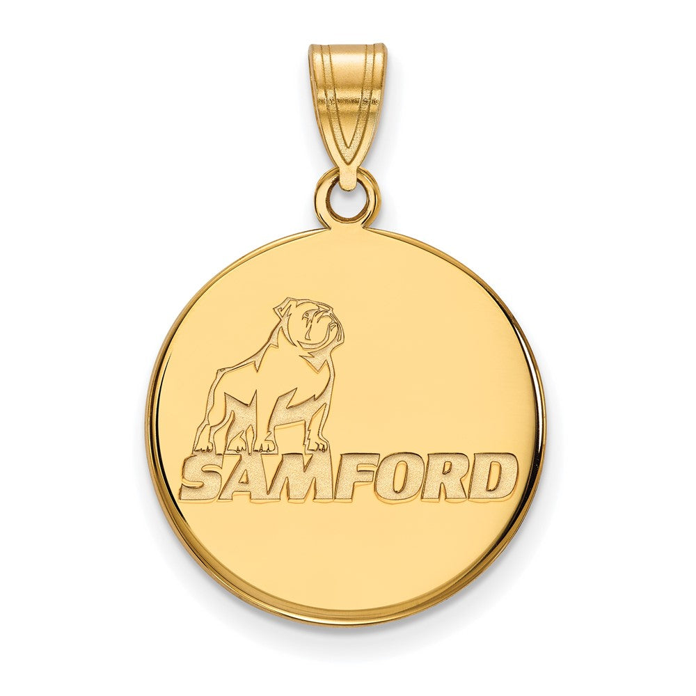 Gold Plated Sterling Silver Logoart Samford University Large Disc Pendant