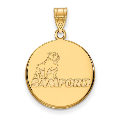 Gold Plated Sterling Silver Logoart Samford University Large Disc Pendant