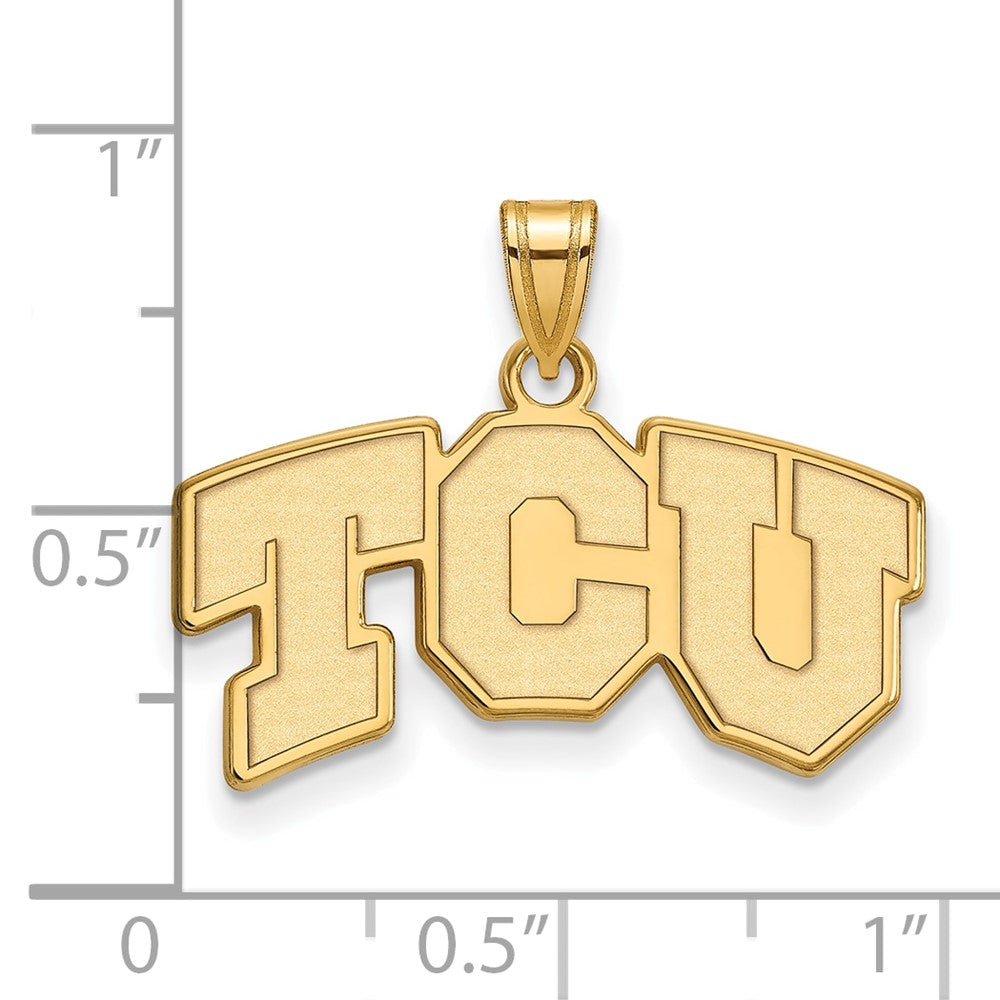 14K Yellow Gold Logoart Texas Christian University T C U Small Pendant