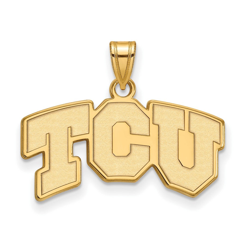 14K Yellow Gold Logoart Texas Christian University T C U Small Pendant