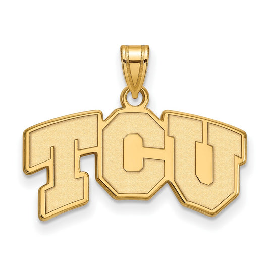 14K Yellow Gold Logoart Texas Christian University T C U Small Pendant