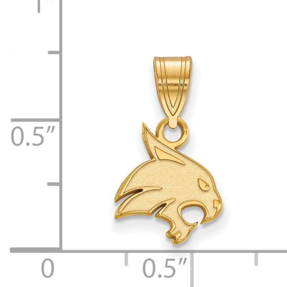 Gold Plated Sterling Silver Logoart Texas State University Bobcat Small Pendant
