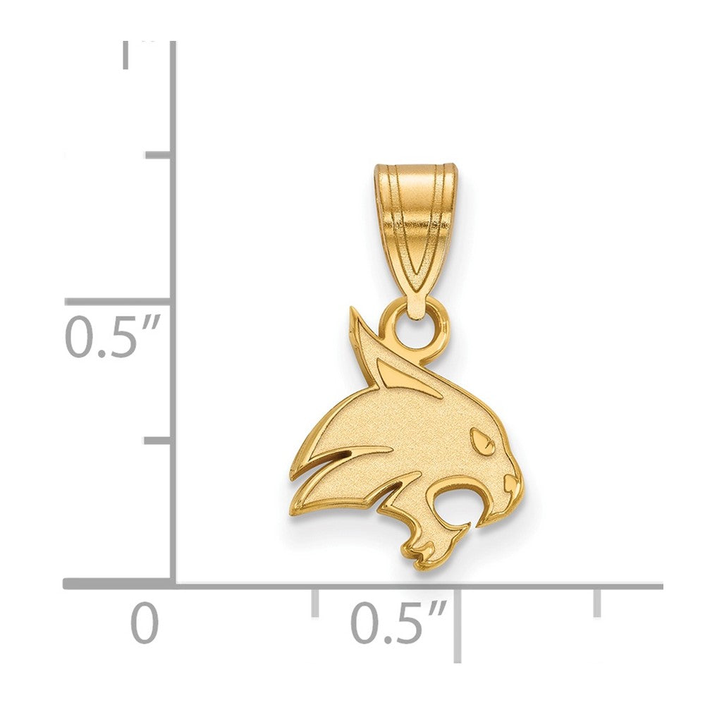 10K Yellow Gold Logoart Texas State University Bobcat Small Pendant