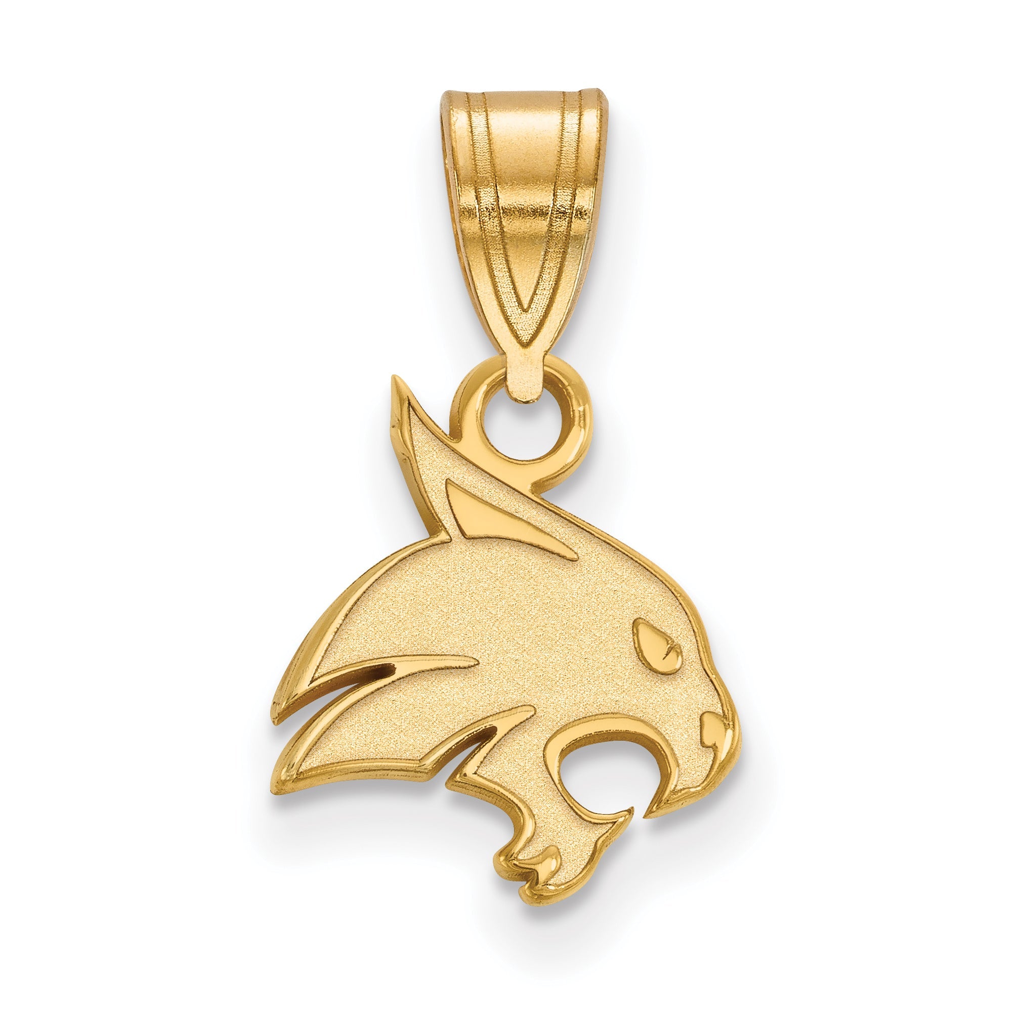 Gold Plated Sterling Silver Logoart Texas State University Bobcat Small Pendant