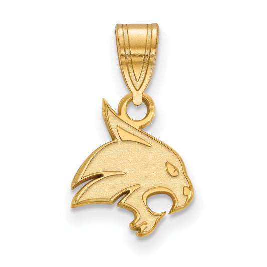 Gold Plated Sterling Silver Logoart Texas State University Bobcat Small Pendant