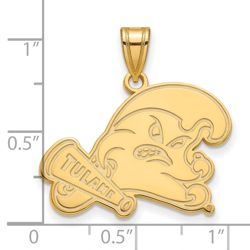 Gold Plated Sterling Silver Logoart Tulane University Large Pendant