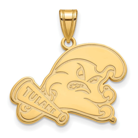 10K Yellow Gold Logoart Tulane University Large Pendant