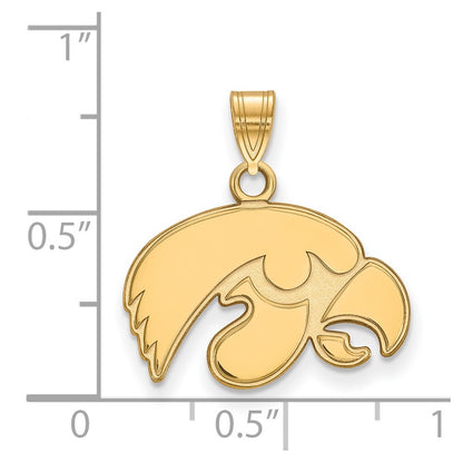 Gold Plated Sterling Silver Logoart University Of Iowa Hawk Small Pendant