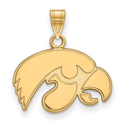 10K Yellow Gold Logoart University Of Iowa Hawk Small Pendant