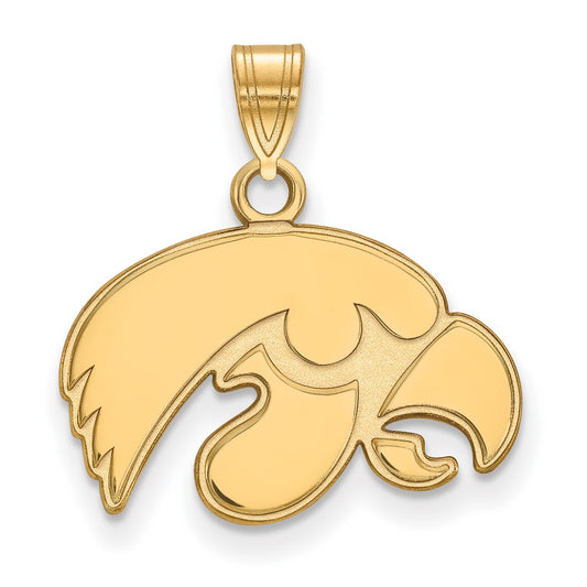 10K Yellow Gold Logoart University Of Iowa Hawk Small Pendant