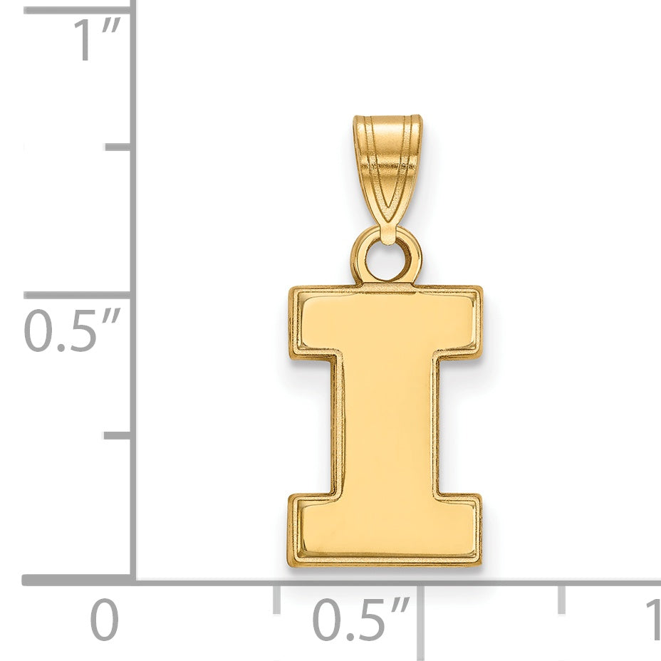 Gold Plated Sterling Silver Logoart University Of Illinois Letter I Small Pendant