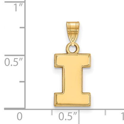 Gold Plated Sterling Silver Logoart University Of Illinois Letter I Small Pendant