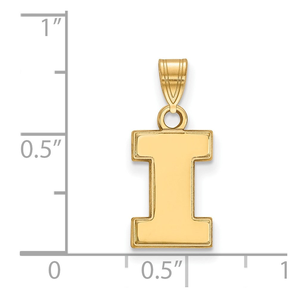 10K Yellow Gold Logoart University Of Illinois Letter I Small Pendant