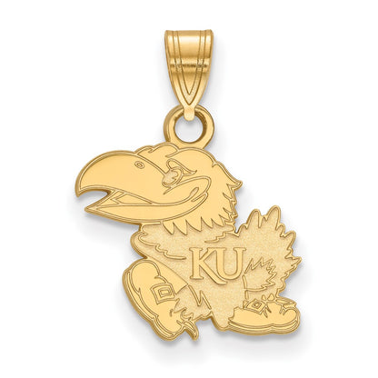 Gold Plated Sterling Silver Logoart University Of Kansas Jayhawk Small Pendant