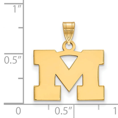 Gold Plated Sterling Silver Logoart University Of Michigan Letter M Small Pendant