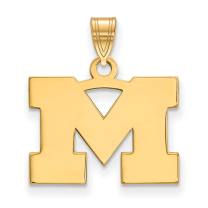 Gold Plated Sterling Silver Logoart University Of Michigan Letter M Small Pendant