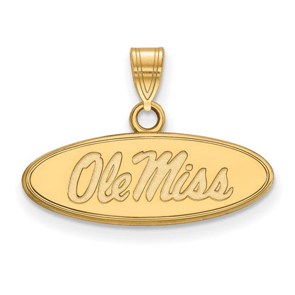 Gold Plated Sterling Silver Logoart University Of Mississippi Ole Miss Small Oval Pendant