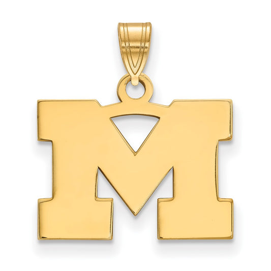14K Yellow Gold Logoart University Of Michigan Letter M Small Pendant