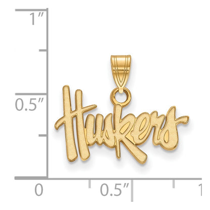 14K Yellow Gold Logoart University Of Nebraska Huskers Small Pendant