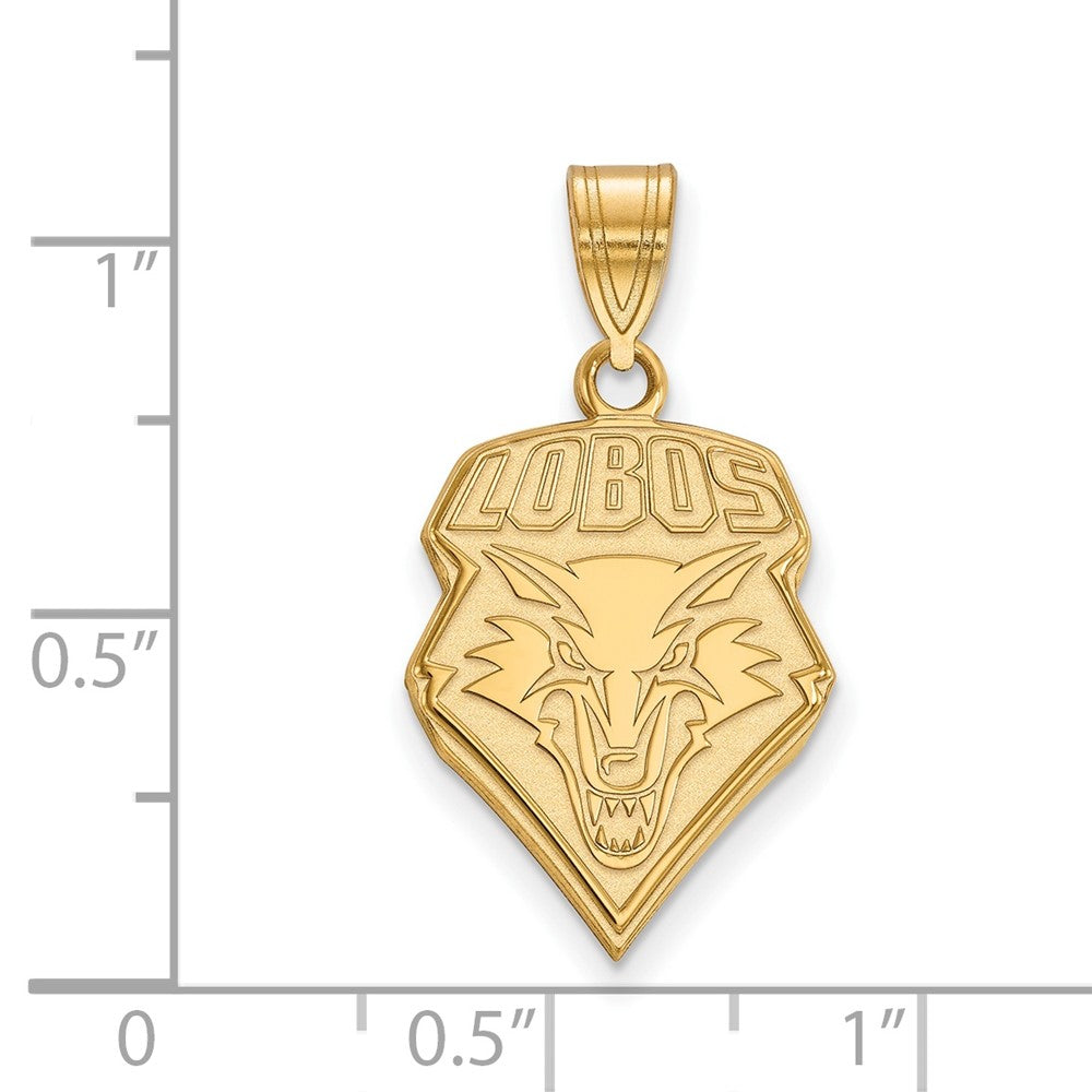 Gold Plated Sterling Silver Logoart University Of New Mexico Lobos Large Pendant