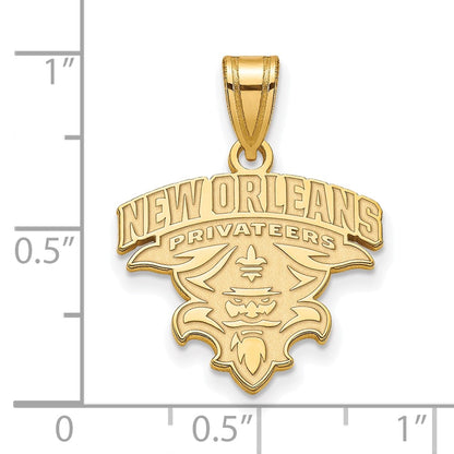 Gold Plated Sterling Silver Logoart University Of New Orleans U N O Medium Pendant