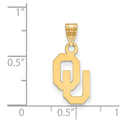 14K Yellow Gold Logoart University Of Oklahoma O U Small Pendant