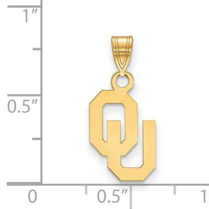 Gold Plated Sterling Silver Logoart University Of Oklahoma O U Small Pendant
