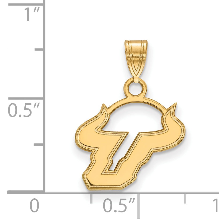 Gold Plated Sterling Silver Logoart University Of South Florida Bull Small Pendant