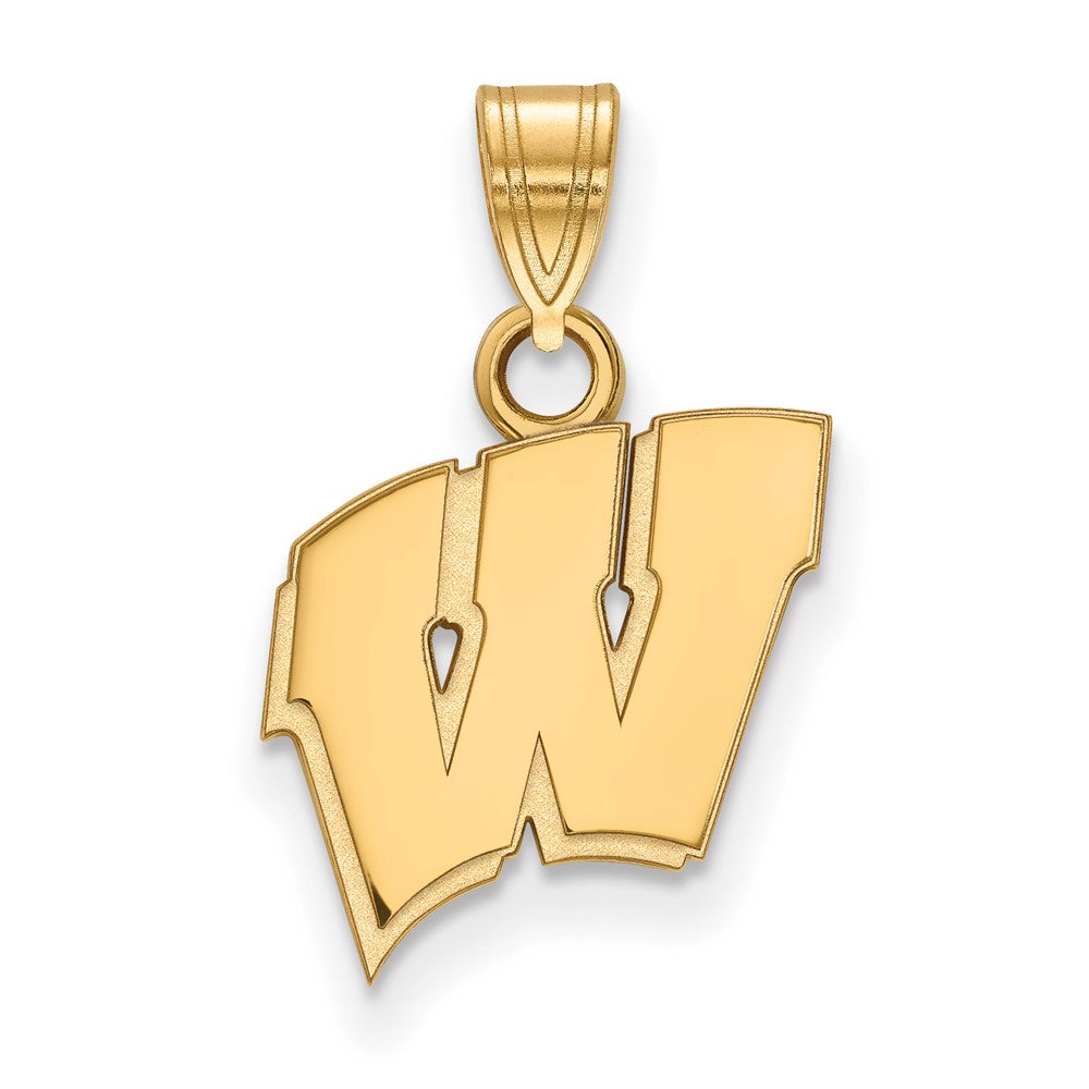 Gold Plated Sterling Silver Logoart University Of Wisconsin Letter W Small Pendant