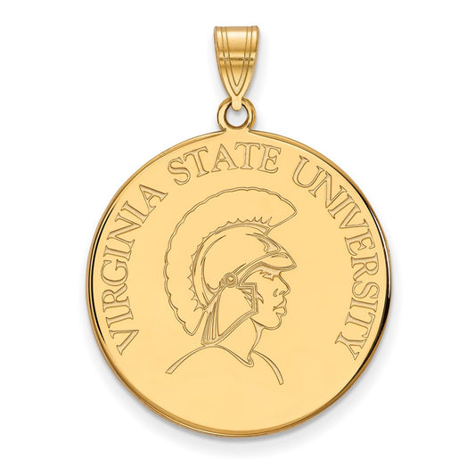 Gold Plated Sterling Silver Logoart Virginia State University Extra Large Disc Pendant
