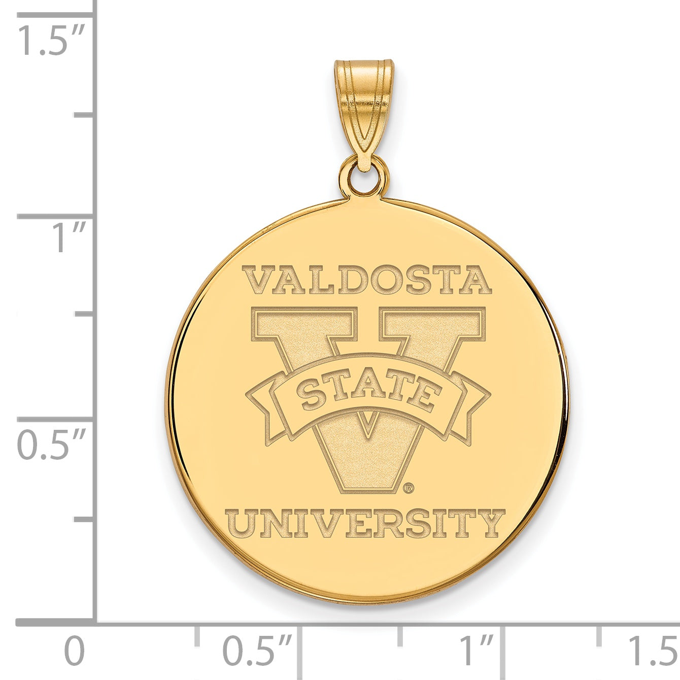 Gold Plated Sterling Silver Logoart Valdosta State University Extra Large Disc Pendant
