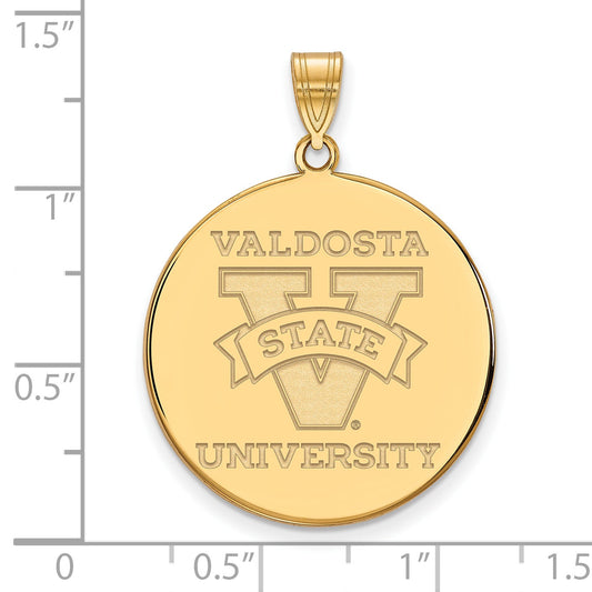 Gold Plated Sterling Silver Logoart Valdosta State University Extra Large Disc Pendant