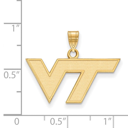 Gold Plated Sterling Silver Logoart Virginia Tech V T Small Pendant