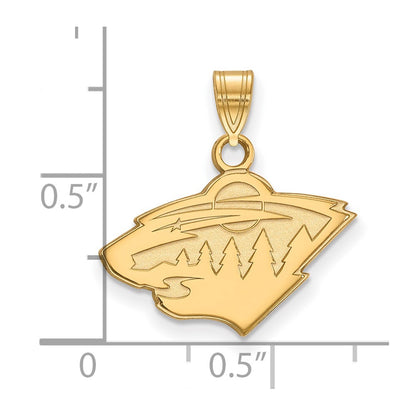Gold Plated Sterling Silver Nhl Logoart Minnesota Wild Small Pendant
