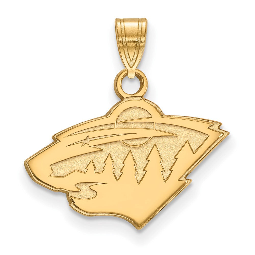 Gold Plated Sterling Silver Nhl Logoart Minnesota Wild Small Pendant