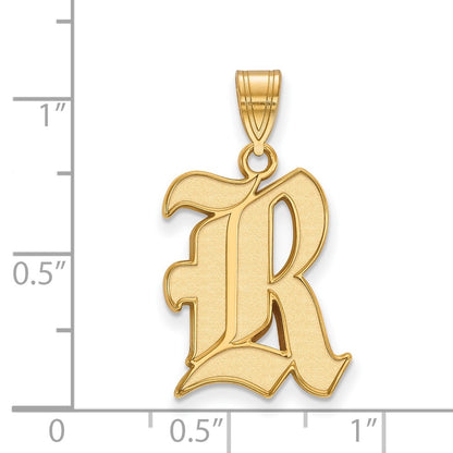 Gold Plated Sterling Silver Logoart Rice University Letter R Large Pendant