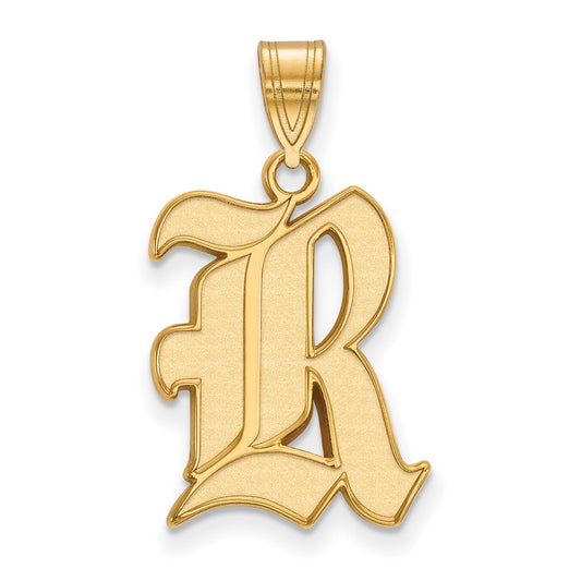 14K Yellow Gold Logoart Rice University Letter R Large Pendant