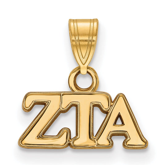 Gold Plated Sterling Silver Logoart Zeta Tau Alpha Sorority Greek Letters Small Pendant