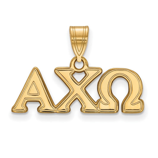 Gold Plated Sterling Silver Logoart Alpha Chi Omega Sorority Greek Letters Medium Pendant