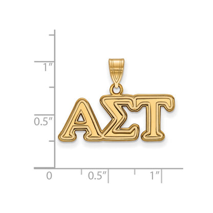 Gold Plated Sterling Silver Logoart Alpha Sigma Tau Sorority Greek Letters Medium Pendant